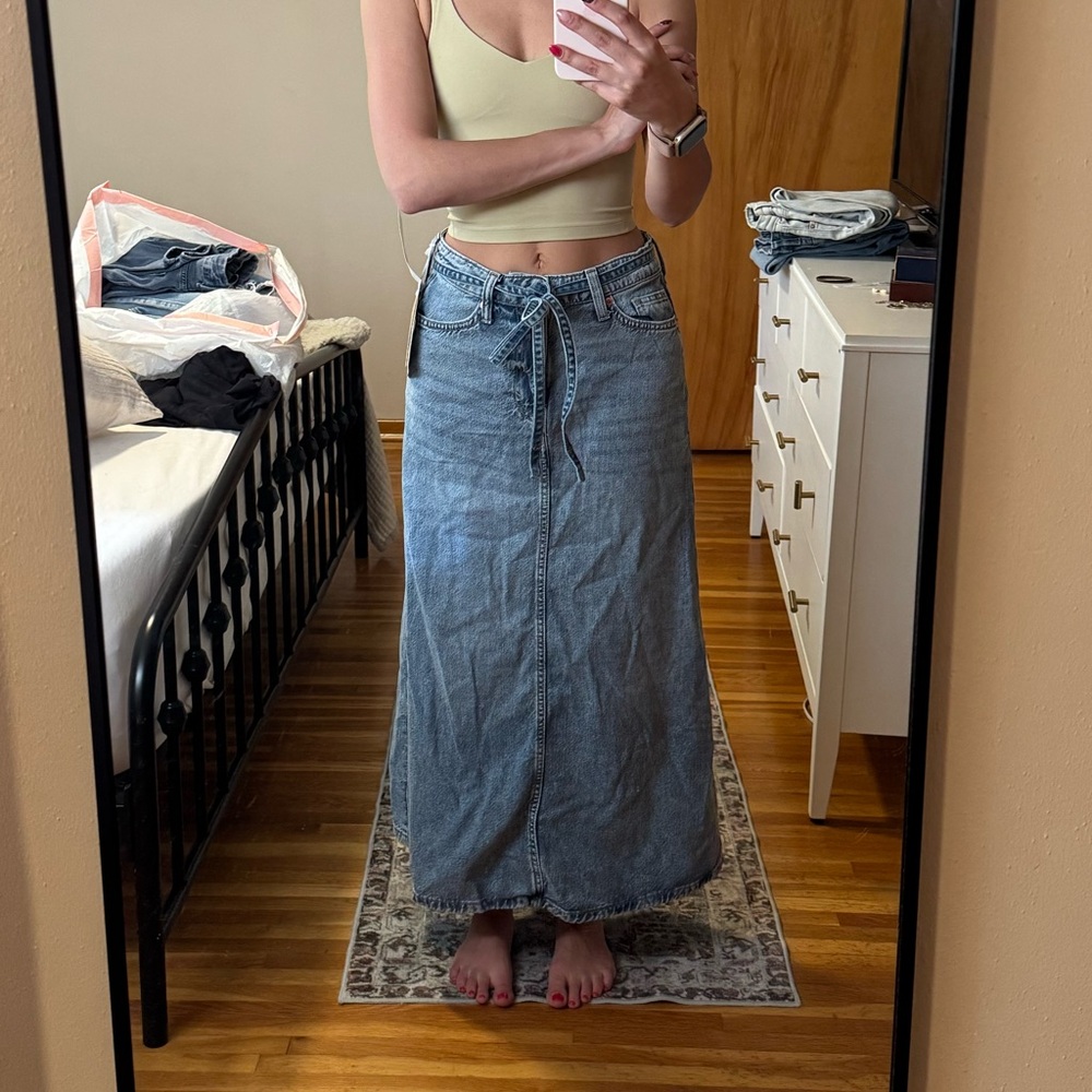 Blue Denim Maxi Skirt